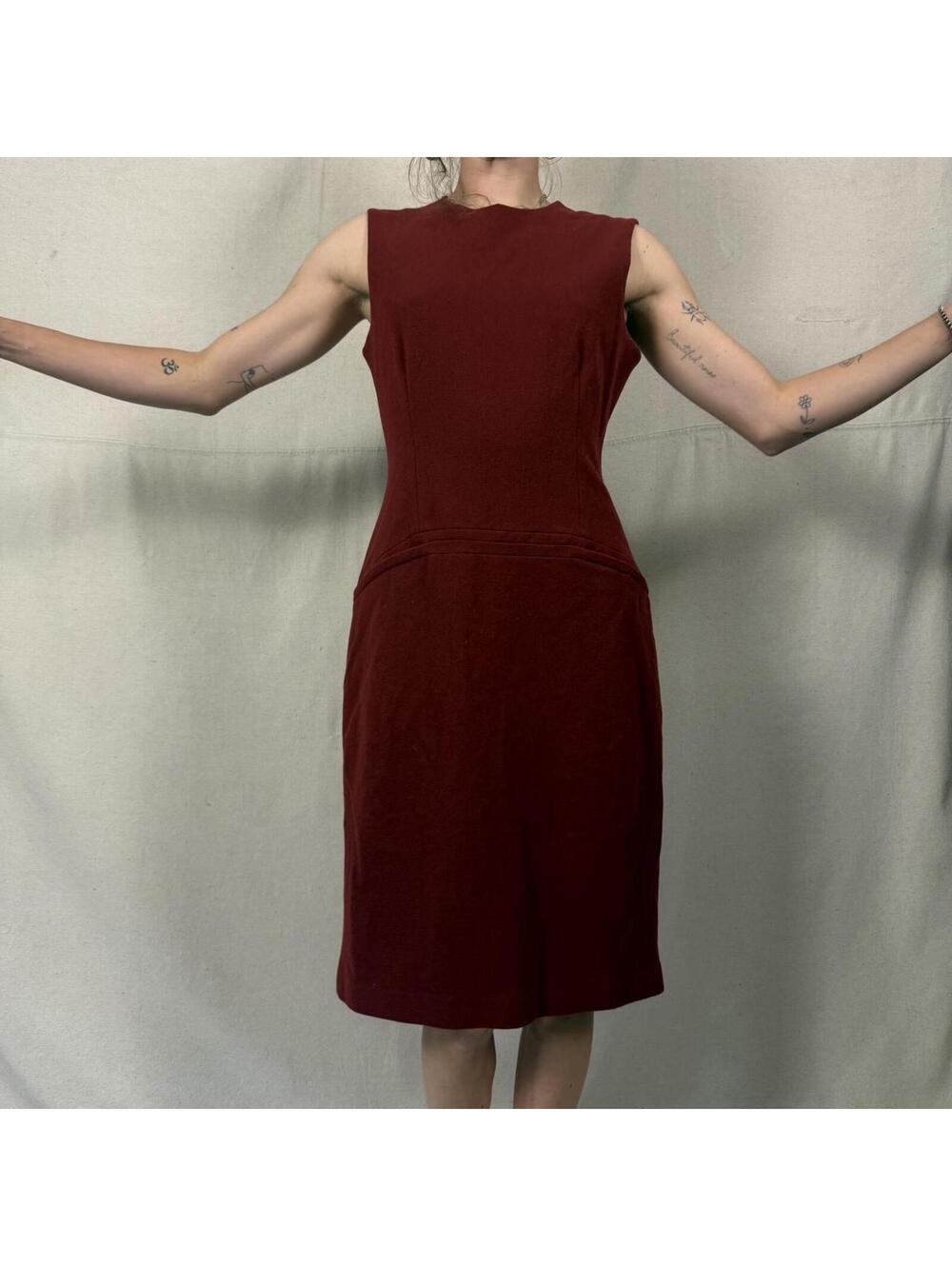 Vintage Richard Tyler Collection Burgundy Wool Dress